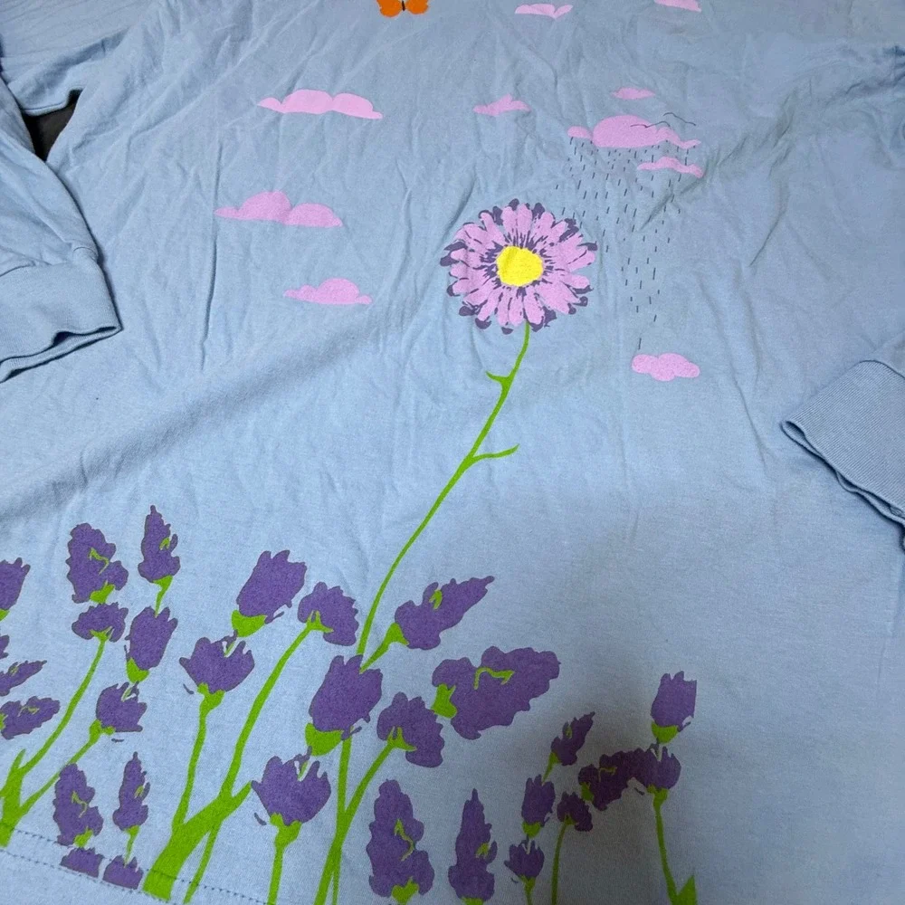 Grash U Me & Us Tour 2016‎ Long Sleeve Graphic T Shirt XL Blue Flowers